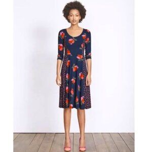 Boden Alannah Navy Floral Jersey Dress, Size 14R